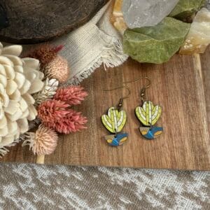 art deco yellow cactus earrings
